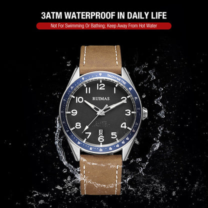 RUIMAS Men Quartz Watches Luxury Leather Sports Quartz Wristwatches Waterproof Luminous Casual Clock Auto Date Relogio Masculino