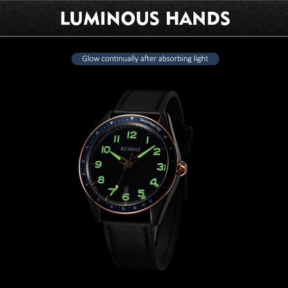 RUIMAS Men Quartz Watches Luxury Leather Sports Quartz Wristwatches Waterproof Luminous Casual Clock Auto Date Relogio Masculino