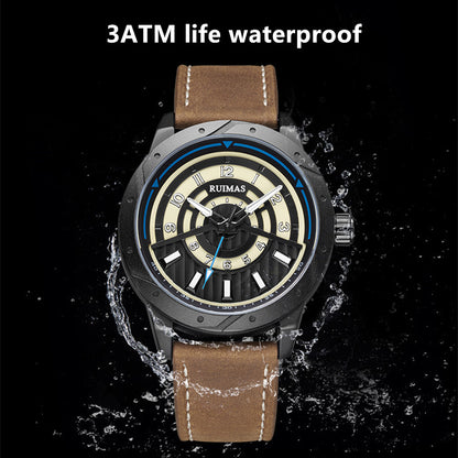 RUIMAS Men Wristwatch Luxury Leather Sports Military Wrist Watches Waterproof Large Dial Casual Quartz Clock Relogio Masculino-5