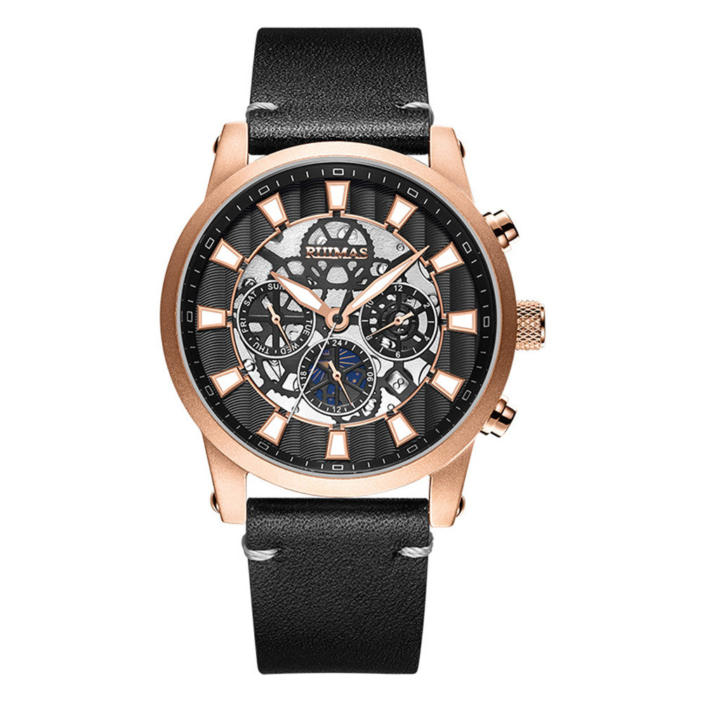 RUIMAS Fashion Men Watches Sapphire Automatic Mechanical Wrist Watch Waterproof Date Leather Casual Male Clock Montre Homme 6768