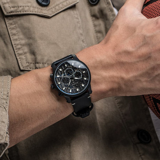 RUIMAS Fashion Men Watches Sapphire Automatic Mechanical Wrist Watch Waterproof Date Leather Casual Male Clock Montre Homme 6768