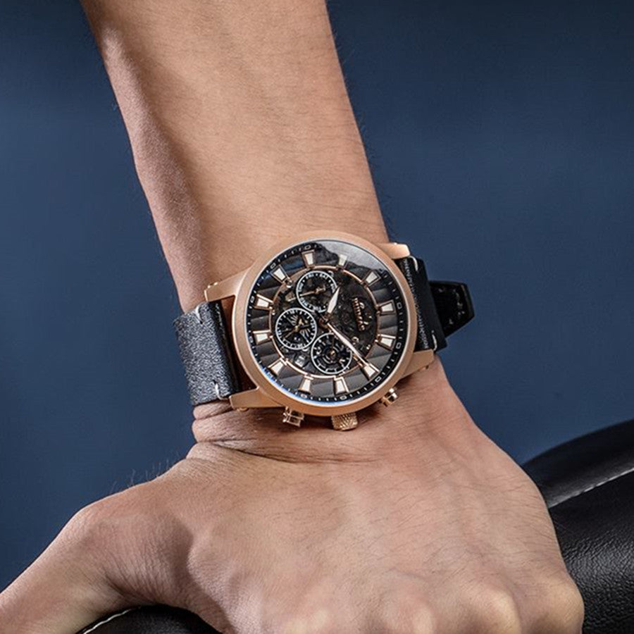 RUIMAS Fashion Men Watches Sapphire Automatic Mechanical Wrist Watch Waterproof Date Leather Casual Male Clock Montre Homme 6768