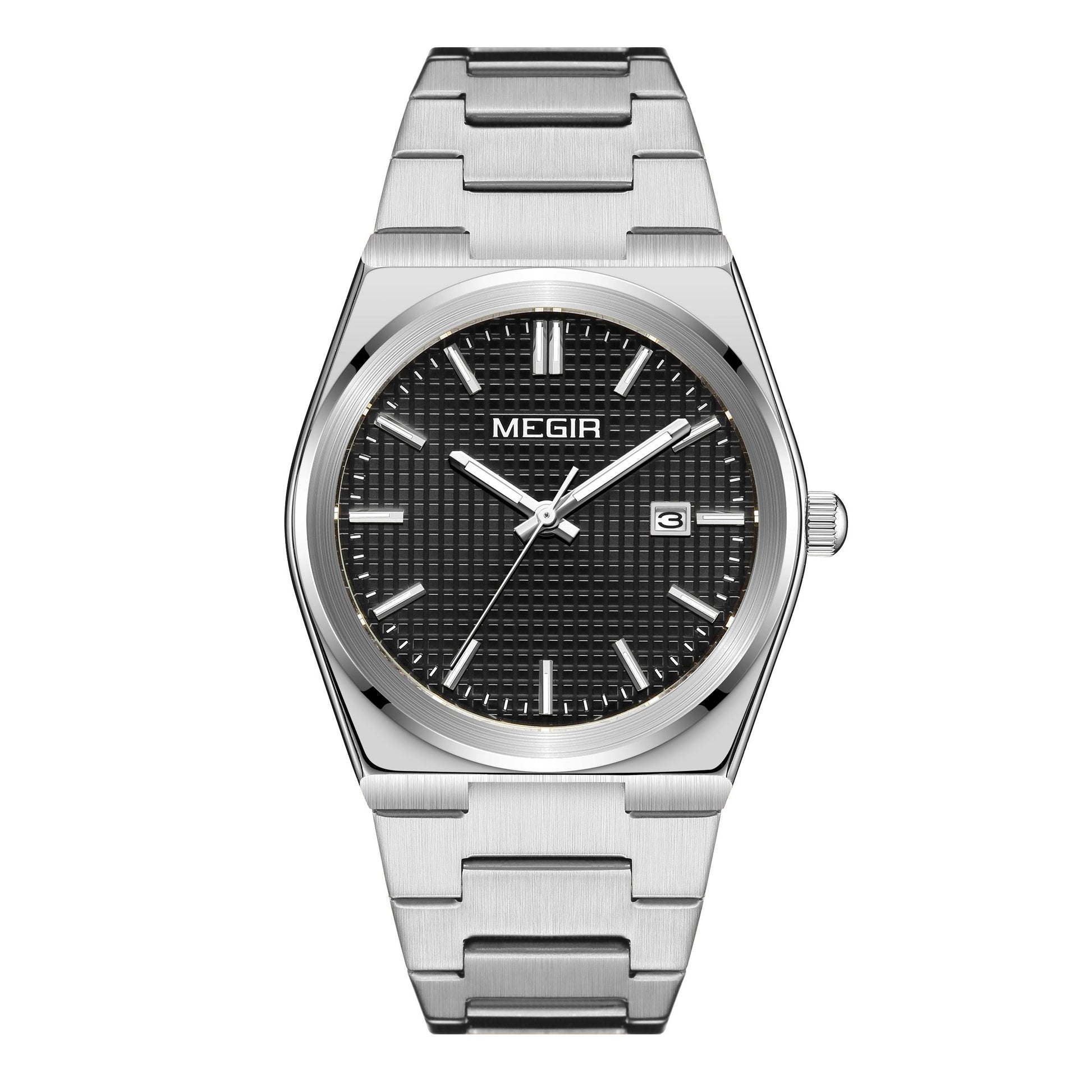 MEGIR Luxury Business Watches for Men Stainless Steel Strap Waterproof Calendar Male Quartz Wristwatch Clock Reloj Hombre 1086-5
