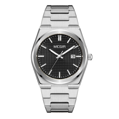 MEGIR Luxury Business Watches for Men Stainless Steel Strap Waterproof Calendar Male Quartz Wristwatch Clock Reloj Hombre 1086-5