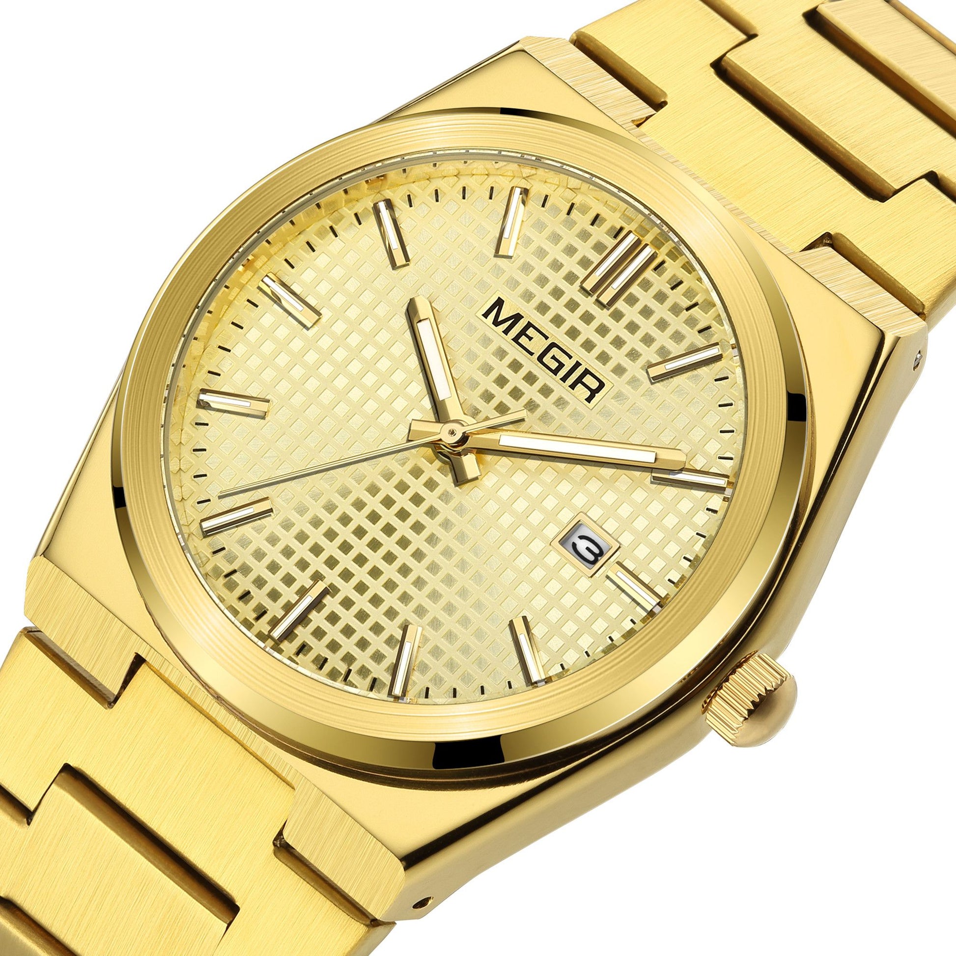 MEGIR Luxury Business Watches for Men Stainless Steel Strap Waterproof Calendar Male Quartz Wristwatch Clock Reloj Hombre 1086-9