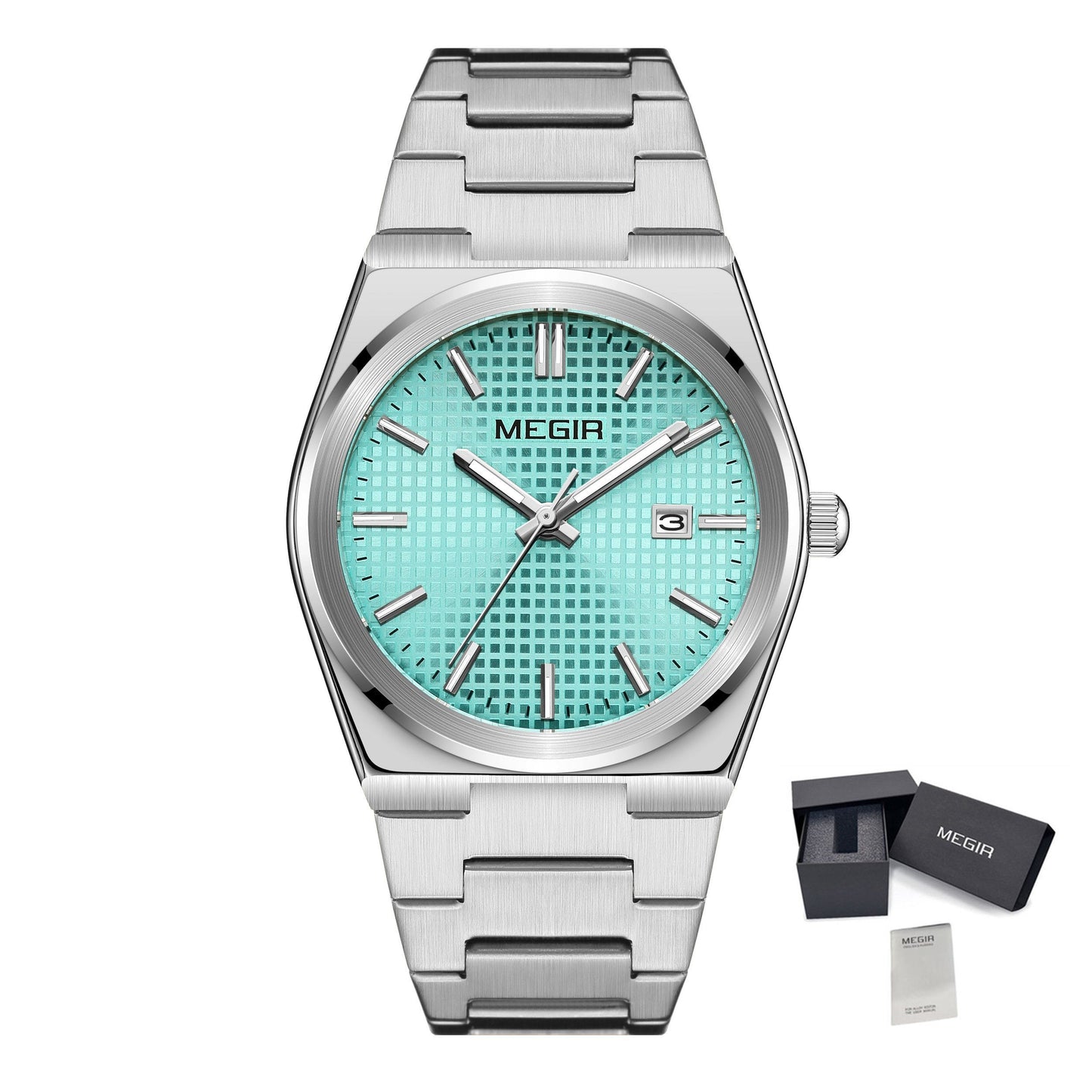 MEGIR Luxury Business Watches for Men Stainless Steel Strap Waterproof Calendar Male Quartz Wristwatch Clock Reloj Hombre 1086-17