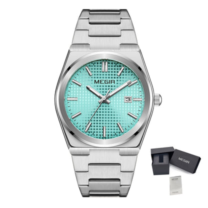 MEGIR Luxury Business Watches for Men Stainless Steel Strap Waterproof Calendar Male Quartz Wristwatch Clock Reloj Hombre 1086-17