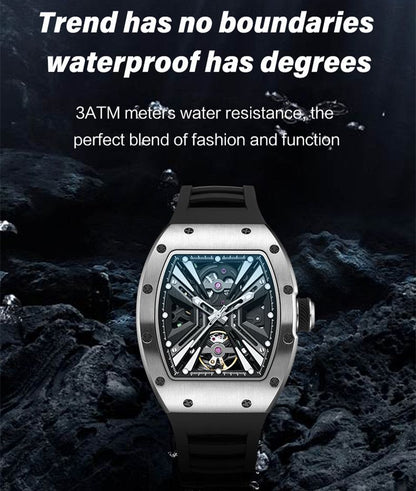 New Skeleton Dial Men's Watch Stainless Steel Case Automatic Mechanical Wristwatches 30M Waterproof Sports Watches Gift 9190-4