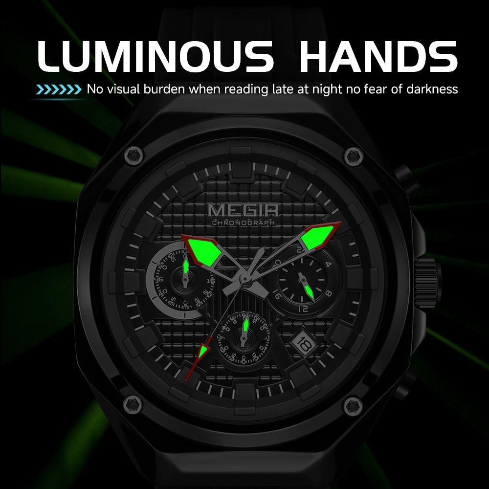 MEGIR Brand Men Quartz Watch Luxury Sport Wristwatches Waterproof Luminous 24 Hours Chronograph Clock Date Reloj Hombre 8118