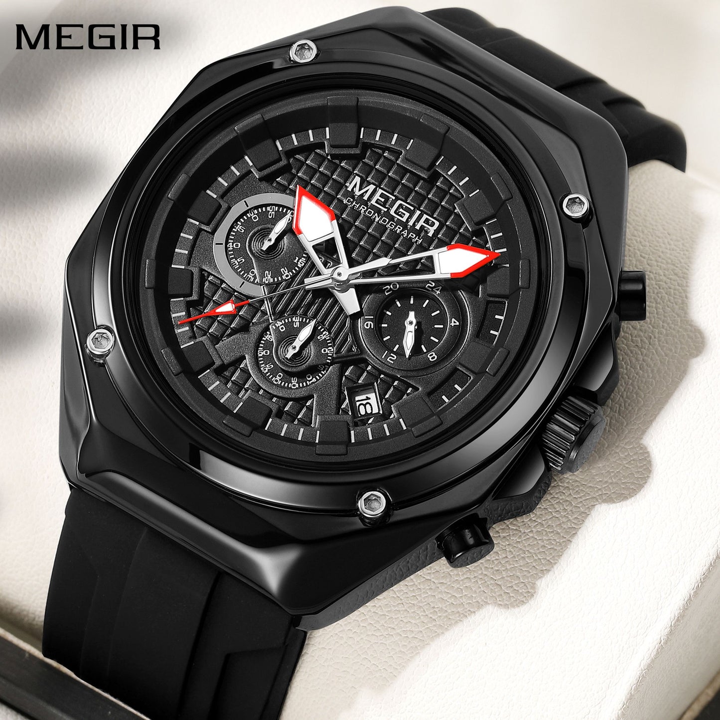 MEGIR Brand Men Quartz Watch Luxury Sport Wristwatches Waterproof Luminous 24 Hours Chronograph Clock Date Reloj Hombre 8118