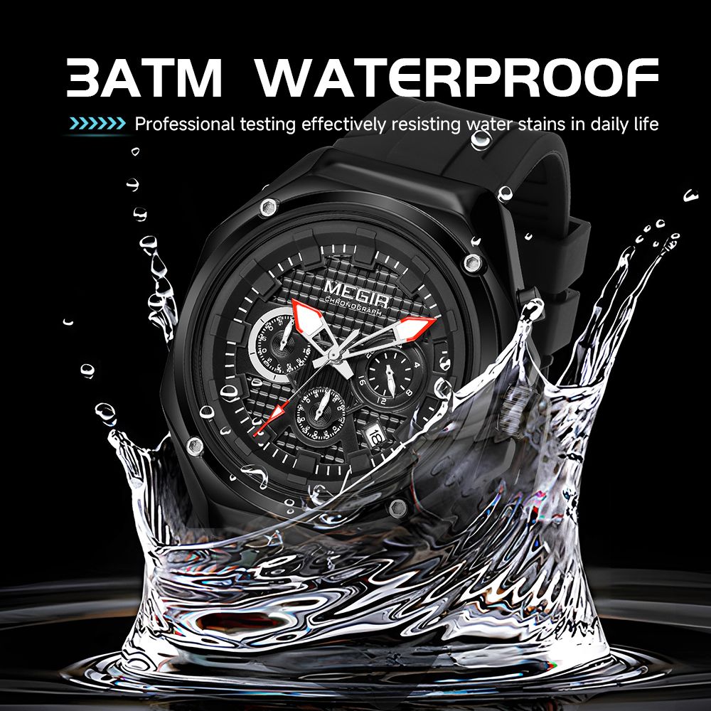 MEGIR Brand Men Quartz Watch Luxury Sport Wristwatches Waterproof Luminous 24 Hours Chronograph Clock Date Reloj Hombre 8118