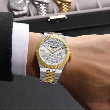MEGIR Original Men Business Leisure Watches Stainless Steel Bracelet Quartz Wristwatch Waterproof Luminous Date Clock Reloj Hombre 1101-2