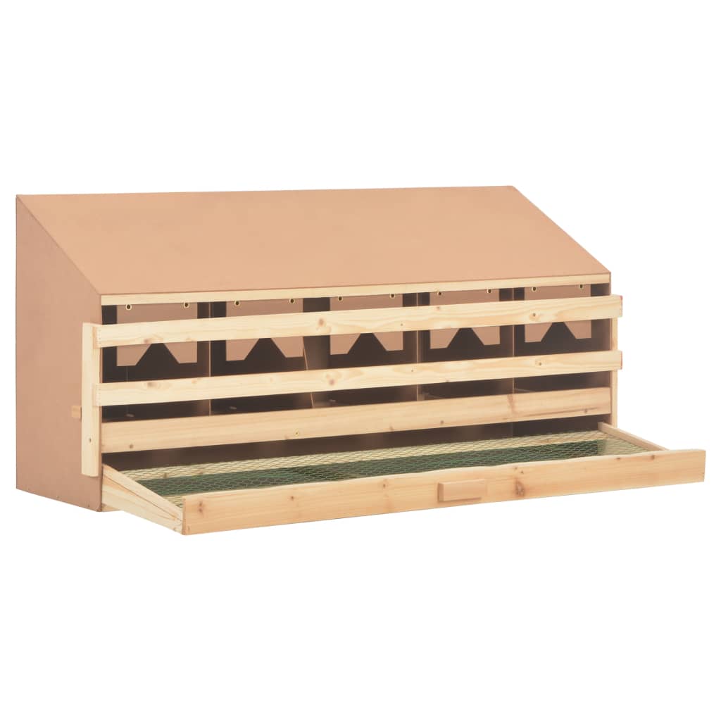 NNEVL Chicken Laying Nest 5 Compartments 117x33x54 cm Solid Pine Wood-2