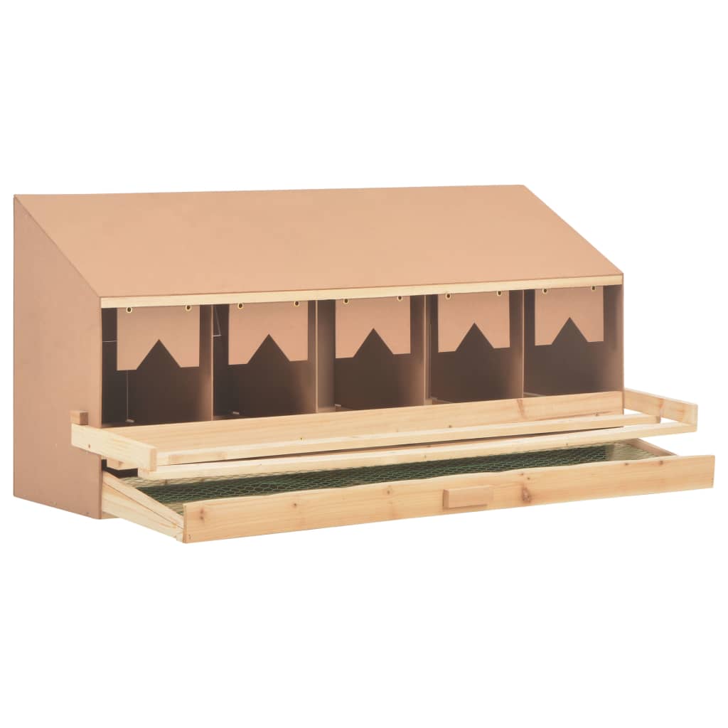 NNEVL Chicken Laying Nest 5 Compartments 117x33x54 cm Solid Pine Wood-3