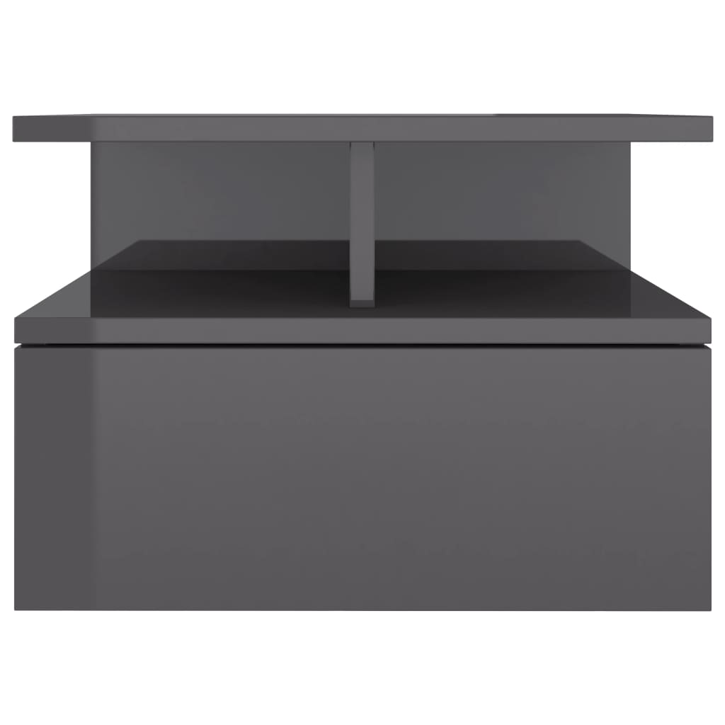 NNEVL Floating Nightstand High Gloss Grey 40x31x27cm Chipboard-3