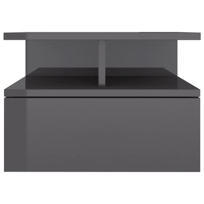 NNEVL Floating Nightstand High Gloss Grey 40x31x27cm Chipboard-3