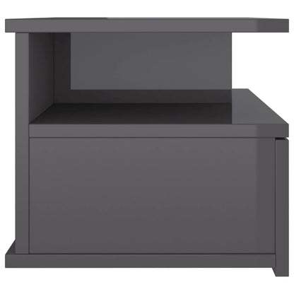 NNEVL Floating Nightstand High Gloss Grey 40x31x27cm Chipboard-4