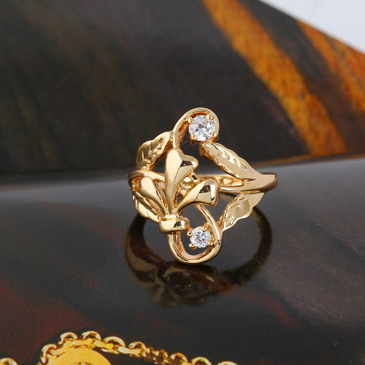 Exaggerated Irregular Leaf Zircon Ring