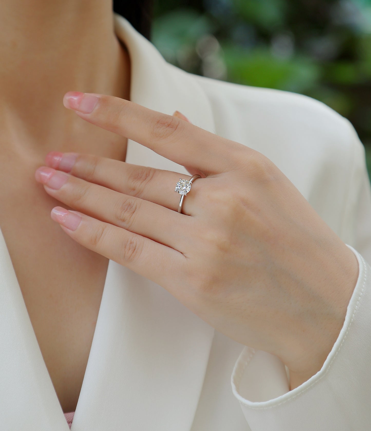 Oath - Set With 1-2 Carat Top-quality Moissanite S925 Silver And Platinum-plated Diamond Wedding Ring. The Ring Can Be Tested With A Diamond Pen. Gold Rose Gold