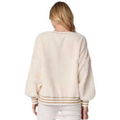 Letter Rhinestone Long Sleeve Pullover Hoodie Round Neck