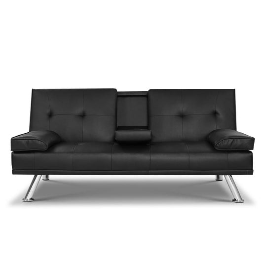 NNEDSZ Sofa Bed Lounge Futon Couch 3 Seater Leather Cup Holder Recliner-0