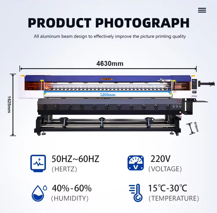 Tarpaulin Printing Machine WorldColor Eco Solvent Inkjet Printer – I3200E1 / F1080 Print Head | 3200dpi | 3.2m Roll-to-Roll | For Vinyl, Banner, Fabric, and More