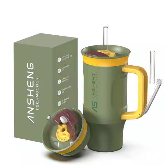 ANSHENG Custom Logo Stainless Steel Tumbler – 18oz / 24oz / 32oz / 40oz with Handle