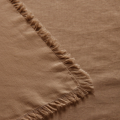 NNEDSZ Vintage Design Homewares Gypsy Terracotta Fringed Washed Linen Cotton Tablecloth 150cm x 230cm
