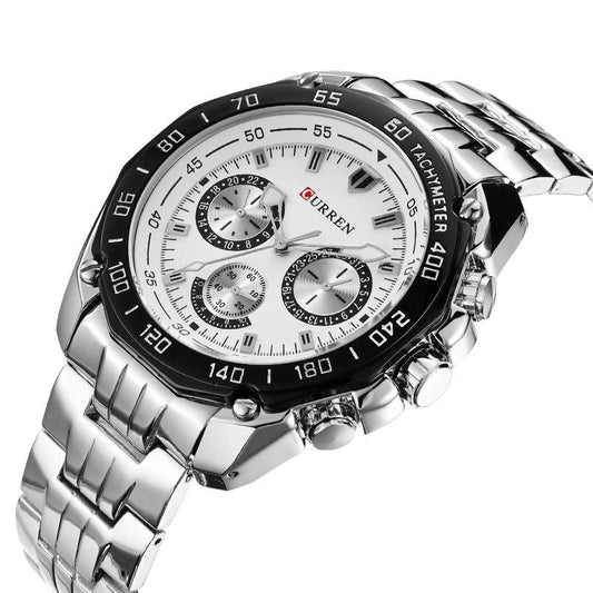 NNEDSZ Waterproof Quartz Watch For Men - Casual Business Style - White Shell Black
