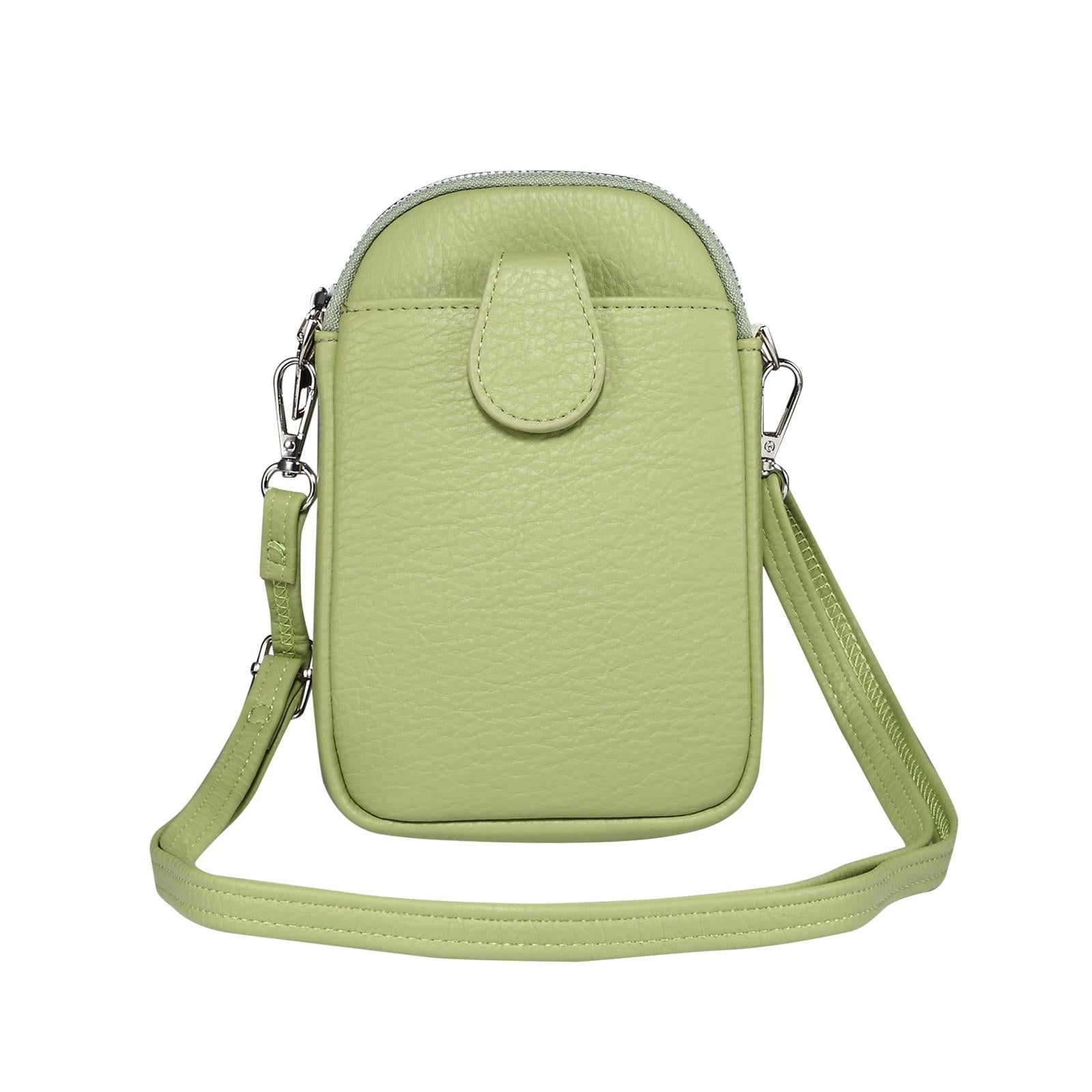 NNEDSZ Litchi Texture Phone Crossbody Bag Leather Case For 5.5 Inch - 7.2 Inch Phones - Green-0