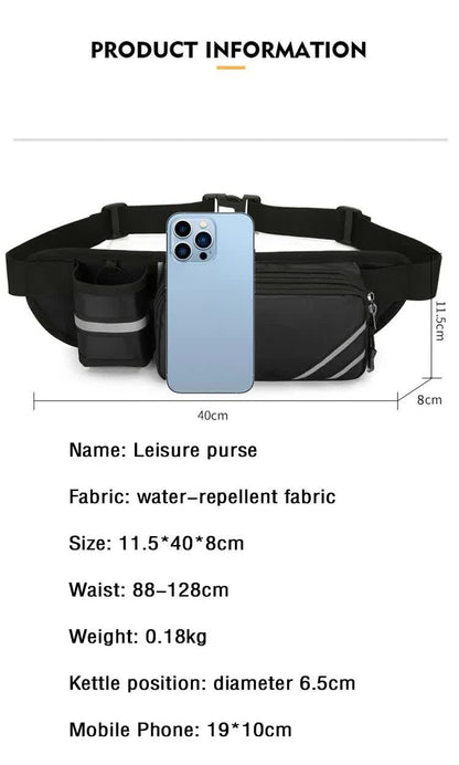 NNEDSZ Water-Resistant Running Waist Pack with Bottle Holder - Adjustable Fitness Belt for Men
