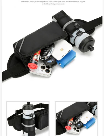 NNEDSZ Water-Resistant Running Waist Pack with Bottle Holder - Adjustable Fitness Belt for Men