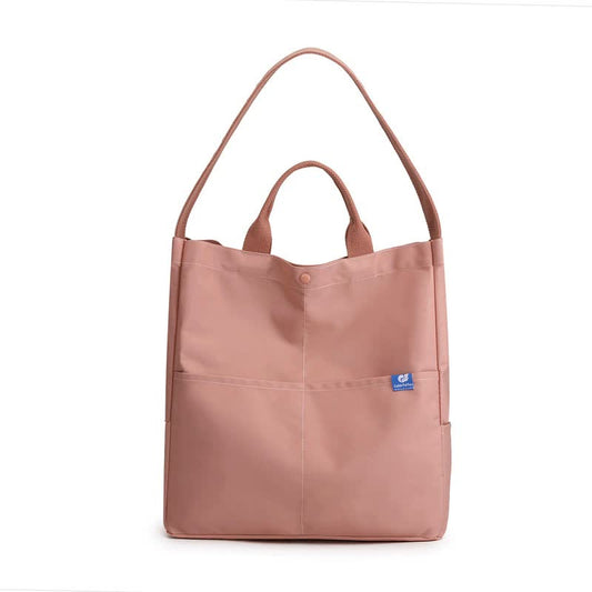 NNEDSZ Pink Minimalist Nylon Tote Bag with Adjustable Shoulder Strap, Large Capacity-0