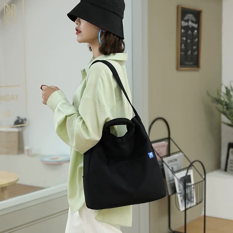 NNEDSZ Pink Minimalist Nylon Tote Bag with Adjustable Shoulder Strap, Large Capacity-2