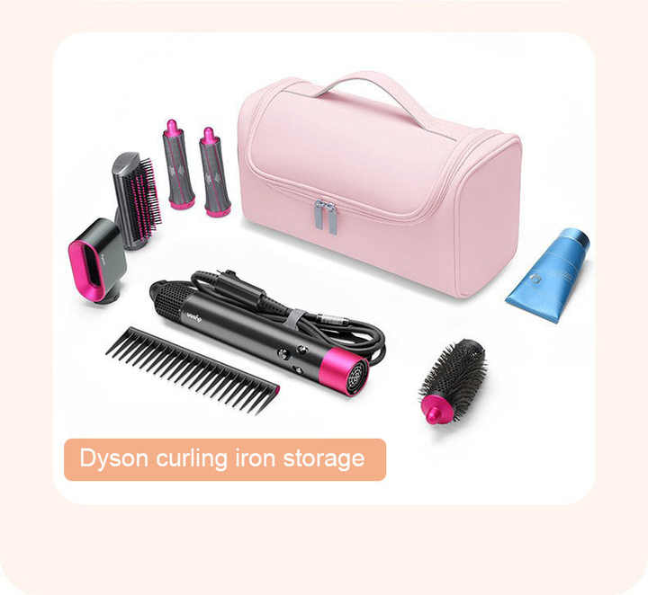 NNEDSZ Pink Portable Hair Styling Tool Organizer - Travel Storage Bag with Compartments