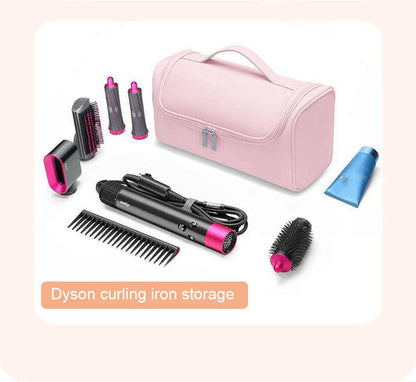 NNEDSZ Pink Portable Hair Styling Tool Organizer - Travel Storage Bag with Compartments