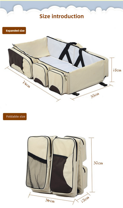 NNEDSZ Dark Blue Multifunctional Foldable Baby Crib Mommy Bag | Large Capacity Diaper Bag | Portable Shoulder and Handheld Baby Essentials Bag