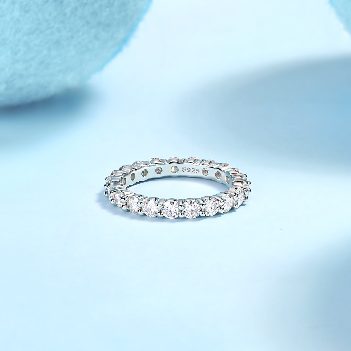 A Fleeting Glimpse - A Wedding Ring Set With Top-quality Moissan S925 Silver And Platinum-plated Diamond Can Be Inspected With A Diamond Pen