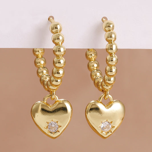 Vintage Gold Heart Earrings High-end Sense Of Light Luxury Women