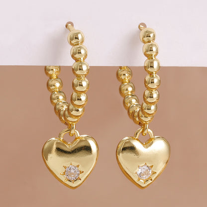 Vintage Gold Heart Earrings High-end Sense Of Light Luxury Women