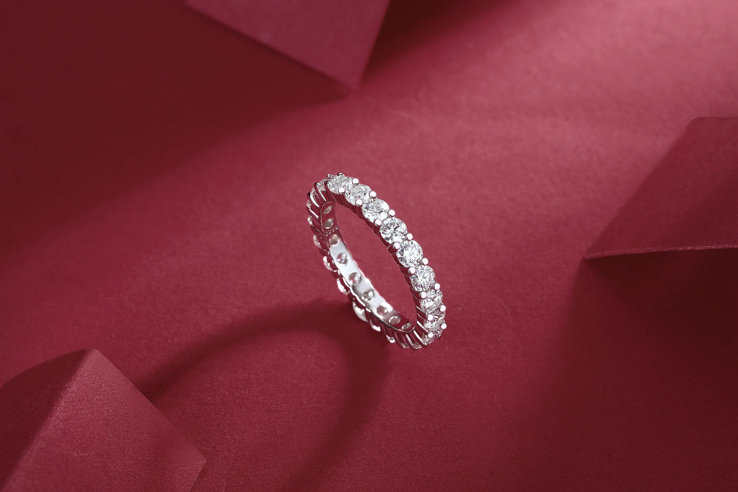 A Fleeting Glimpse - A Wedding Ring Set With Top-quality Moissan S925 Silver And Platinum-plated Diamond Can Be Inspected With A Diamond Pen