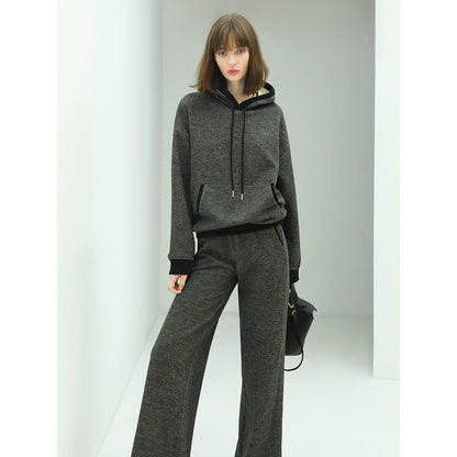 Casual Knitted Pants with Side Pockets in Charcoal-1
