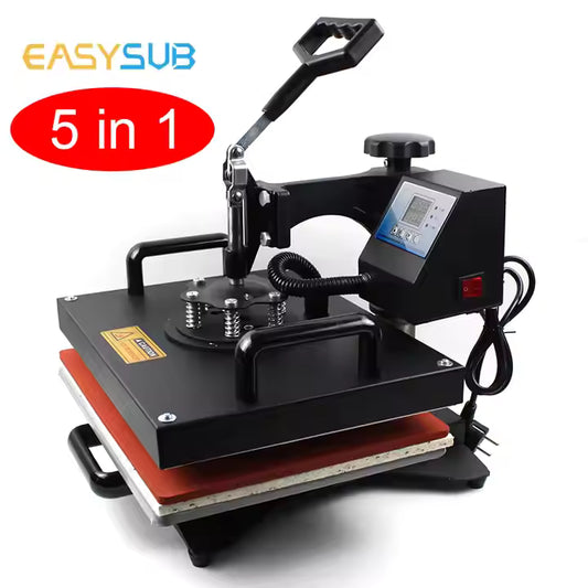 Easysub 5-in-1 Combo Heat Press Machine – Sublimation Printing for T-Shirts, Mugs, Plates, and Caps