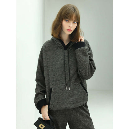 Comfy Knitted Charcoal Hooded Sweater-0