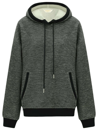 Comfy Knitted Charcoal Hooded Sweater-3