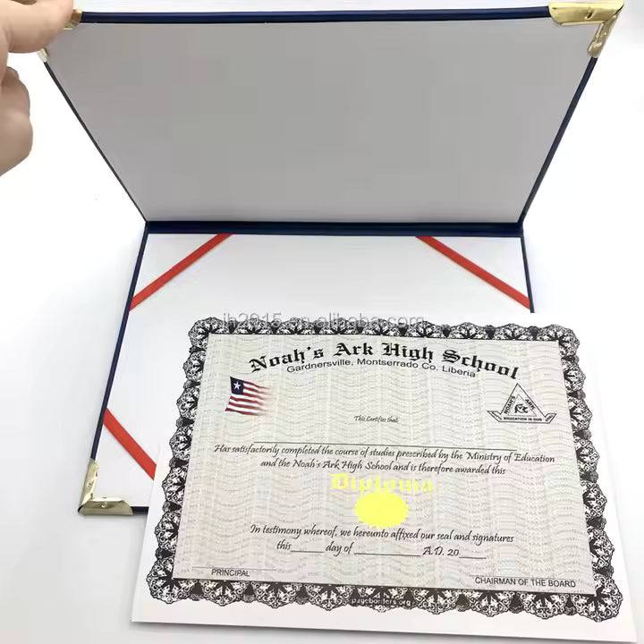 A4 PU Leather Certificate Holder – Custom Logo Diploma Cover with Gold/Silver Hot Stamping | Model P022