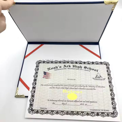 A4 PU Leather Certificate Holder – Custom Logo Diploma Cover with Gold/Silver Hot Stamping | Model P022