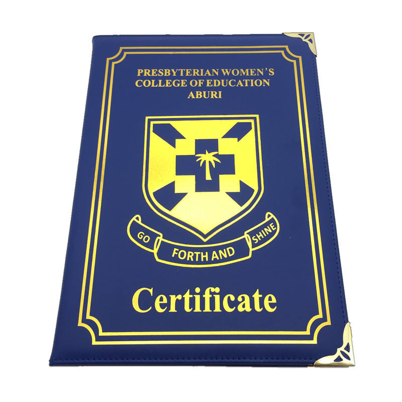 A4 PU Leather Certificate Holder – Custom Logo Diploma Cover with Gold/Silver Hot Stamping | Model P022