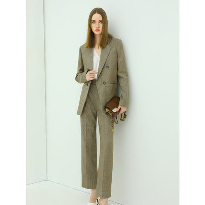 Professional Slim Fit Straight Cut Checkered Ankle Pants-2