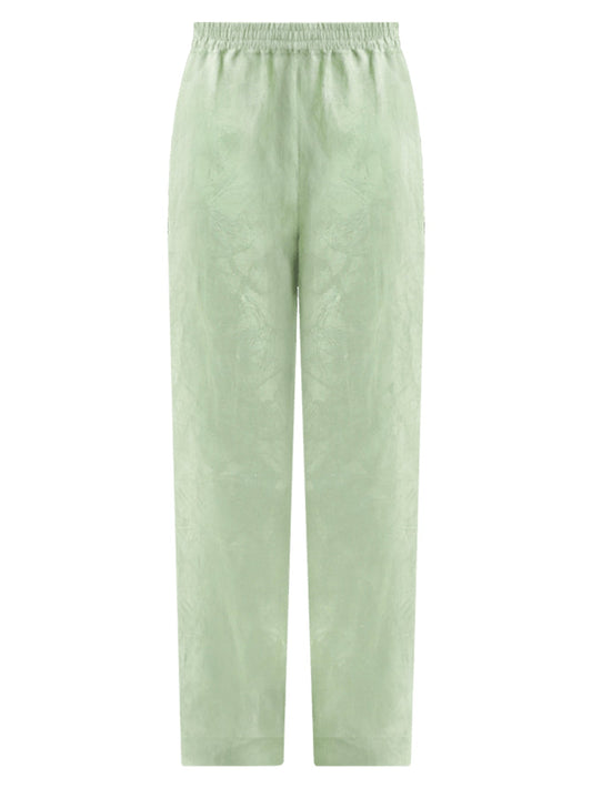Relaxed Fit Light Green Ankle Pants